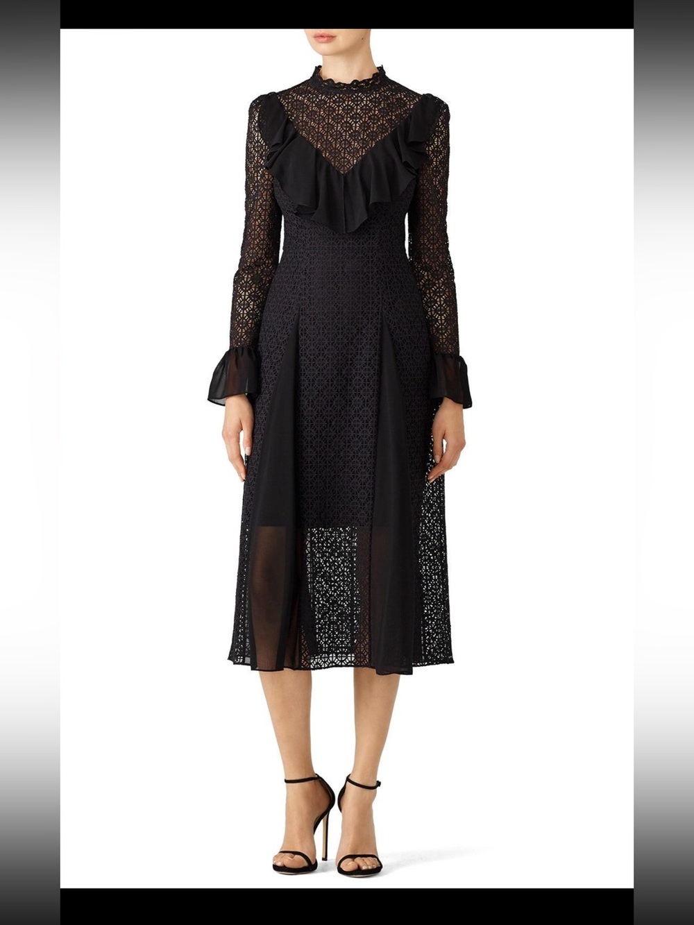 Temperley London Prairie Lace Ruffle Dress Black Size 12 US / 16 UK